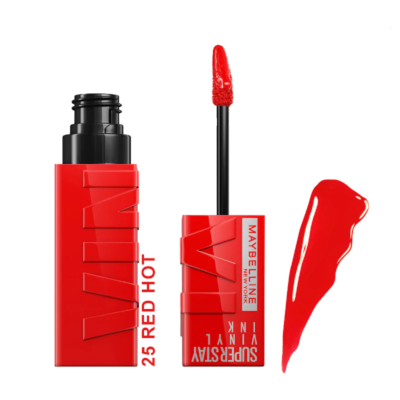 رژ-لب-مایع-براق-میبلین-سوپر-استی-مدل-VINYL-INK-شماره-25-رنگ-RED-HOT