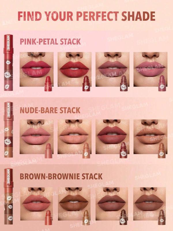 رژلب 4 در 1 شیگلم 4in-1lip-bare stack sheglam - تصویر 6