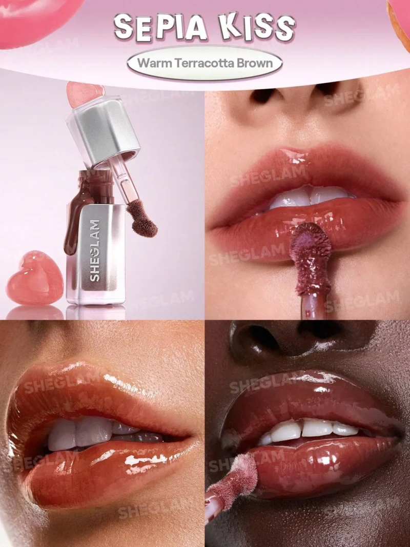 لیپ گلاس آینه ای مدل Glass Lock Air Gloss رنگ Sepia Kiss - تصویر 2